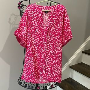 Shein pink woman’s v neck shirt blouse size medium new